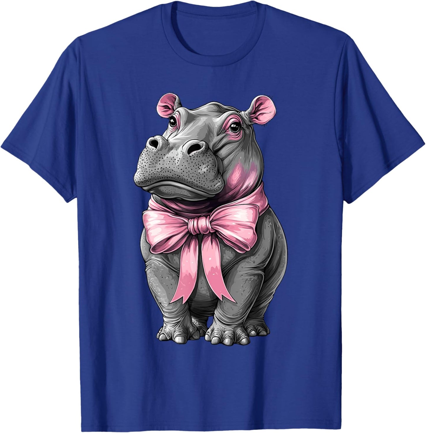 Coquette Bow Hippo Hippopotamus Blushing Girl Mom Pink T-Shirt - T-Shirt | Royal