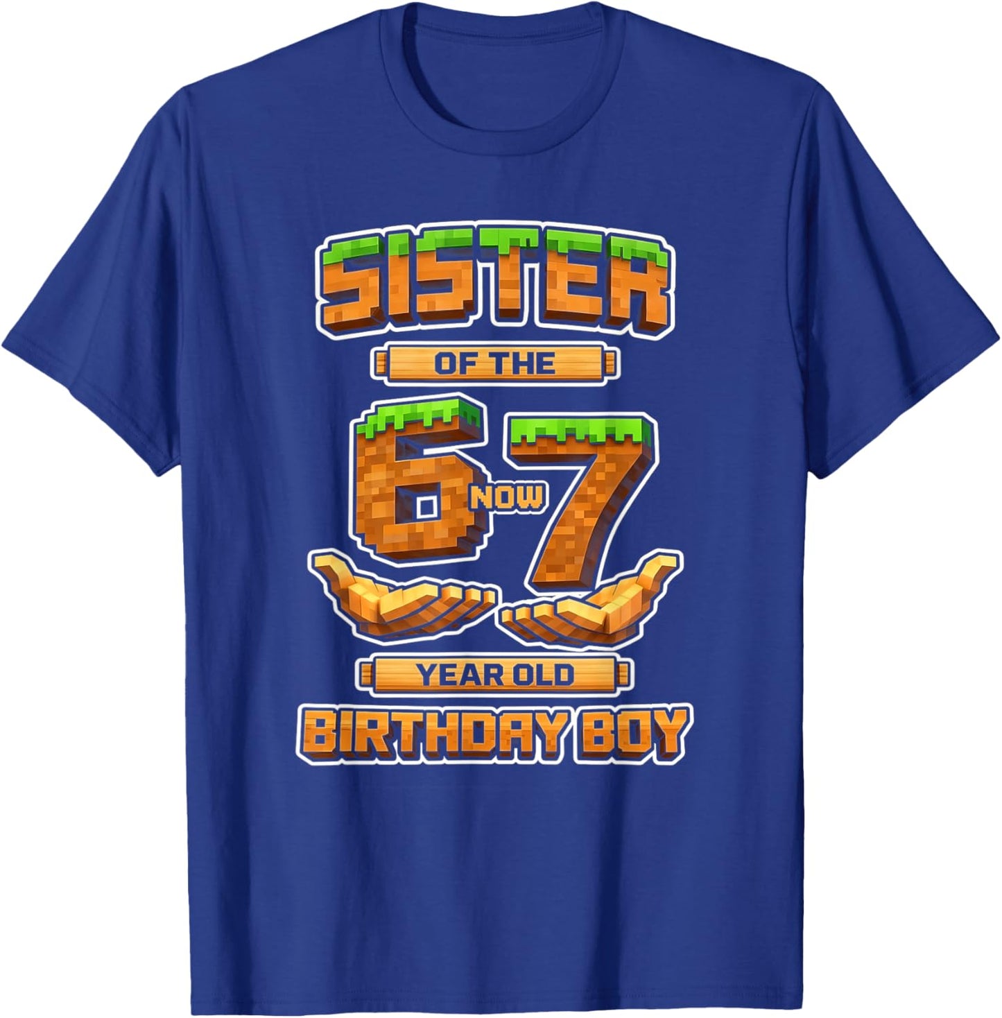 Birthday Boy 6 Now 7 Year Old 6-7 Pixel Game 67 Sister T-Shirt - T-Shirt | Royal