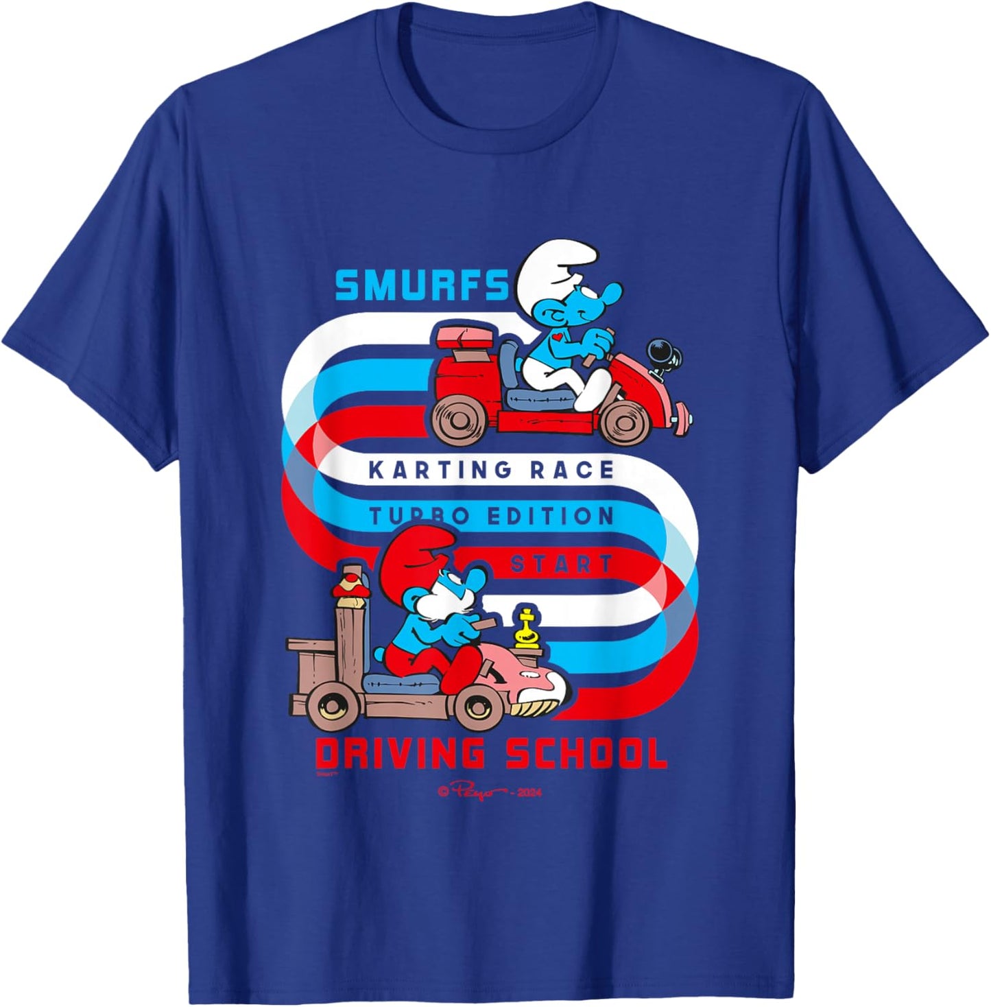 The Smurfs Karting Race Turbo Edition Start Driving School T-Shirt - T-Shirt | Royal