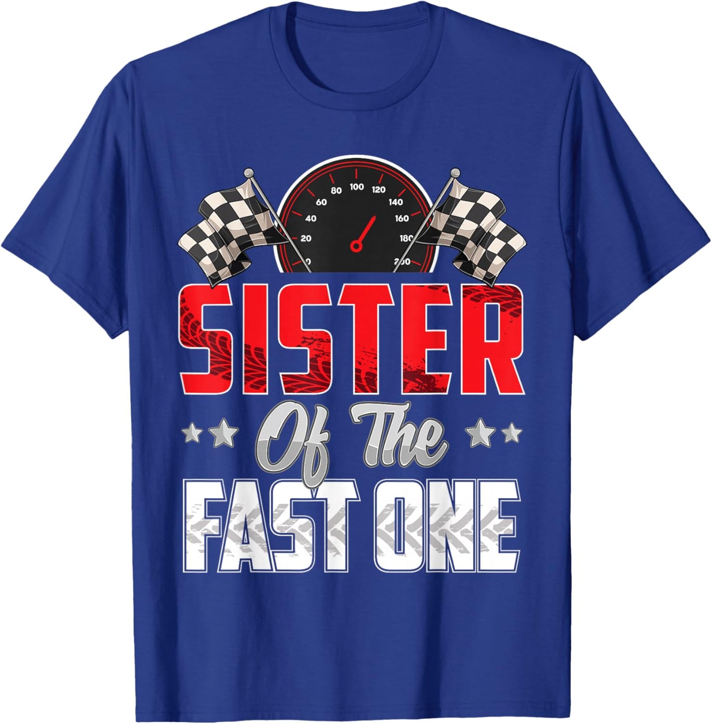 1 year old racing car fast one birthday 1st Family Sister T-Shirt - T-Shirt | Royal