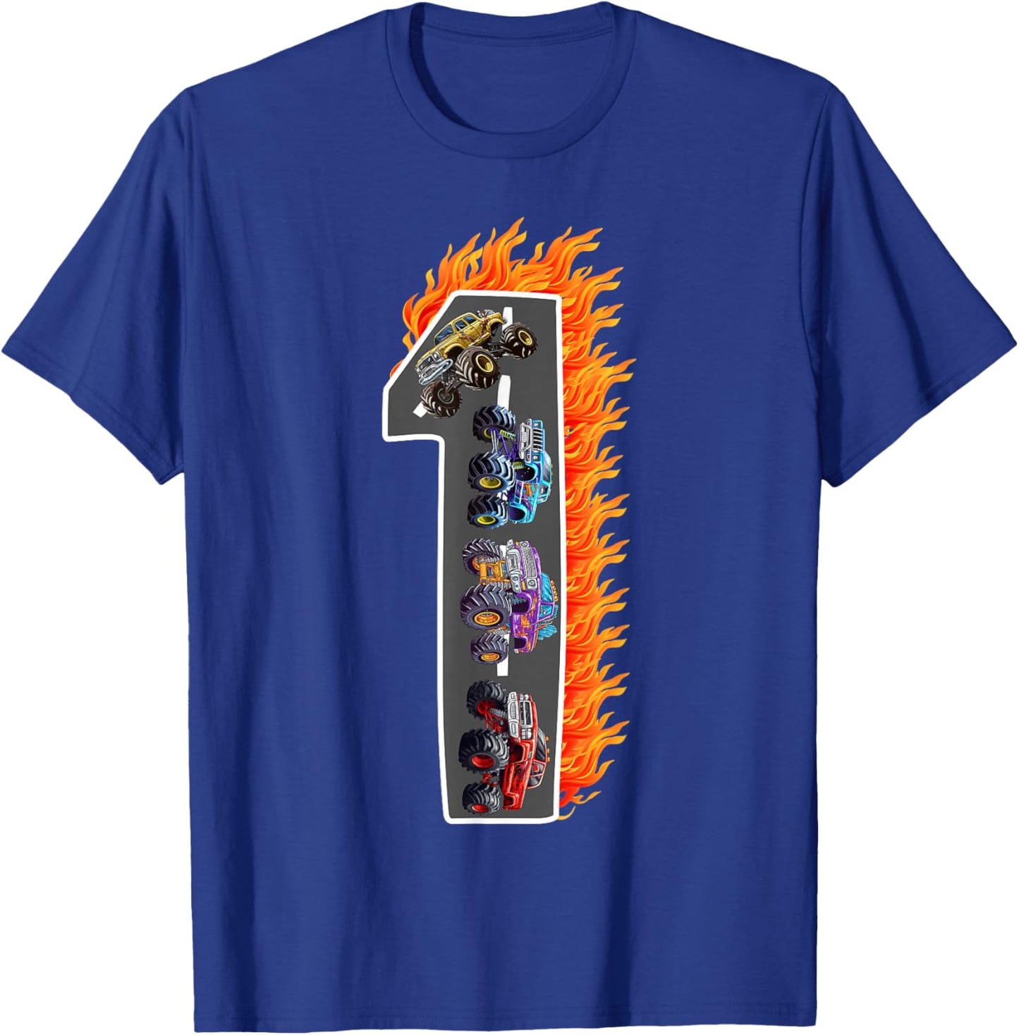 1 Year Old Kids Boys Girls Monster Truck 1st Birthday Kid T-Shirt - T-Shirt | Royal
