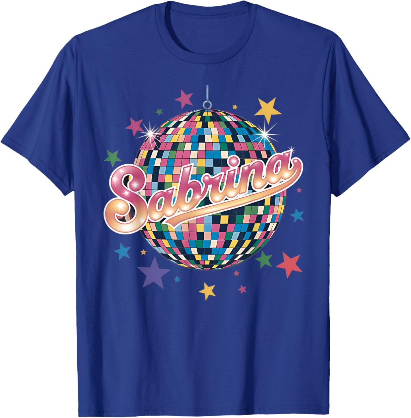 Girl Retro Sabrina First Name Personalized Heart T-Shirt - T-Shirt | Royal