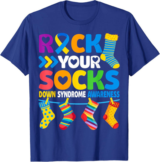 World Down Syndrome Awareness Rock Your Socks Men Women Kids T-Shirt - T-Shirt | Royal
