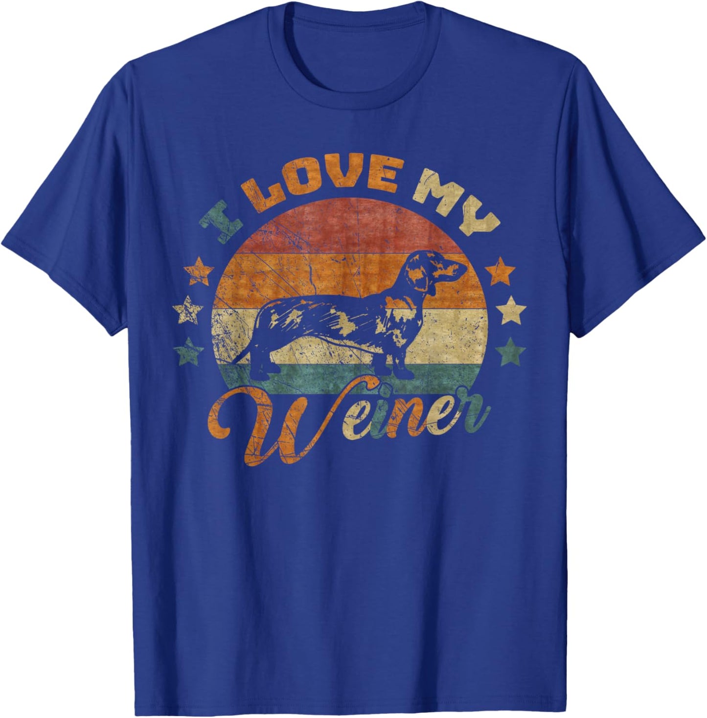 Vintage Retro I Love My Dachshund Dog Funny Weiner Lover Men Women Kids T-Shirt - T-Shirt | Royal