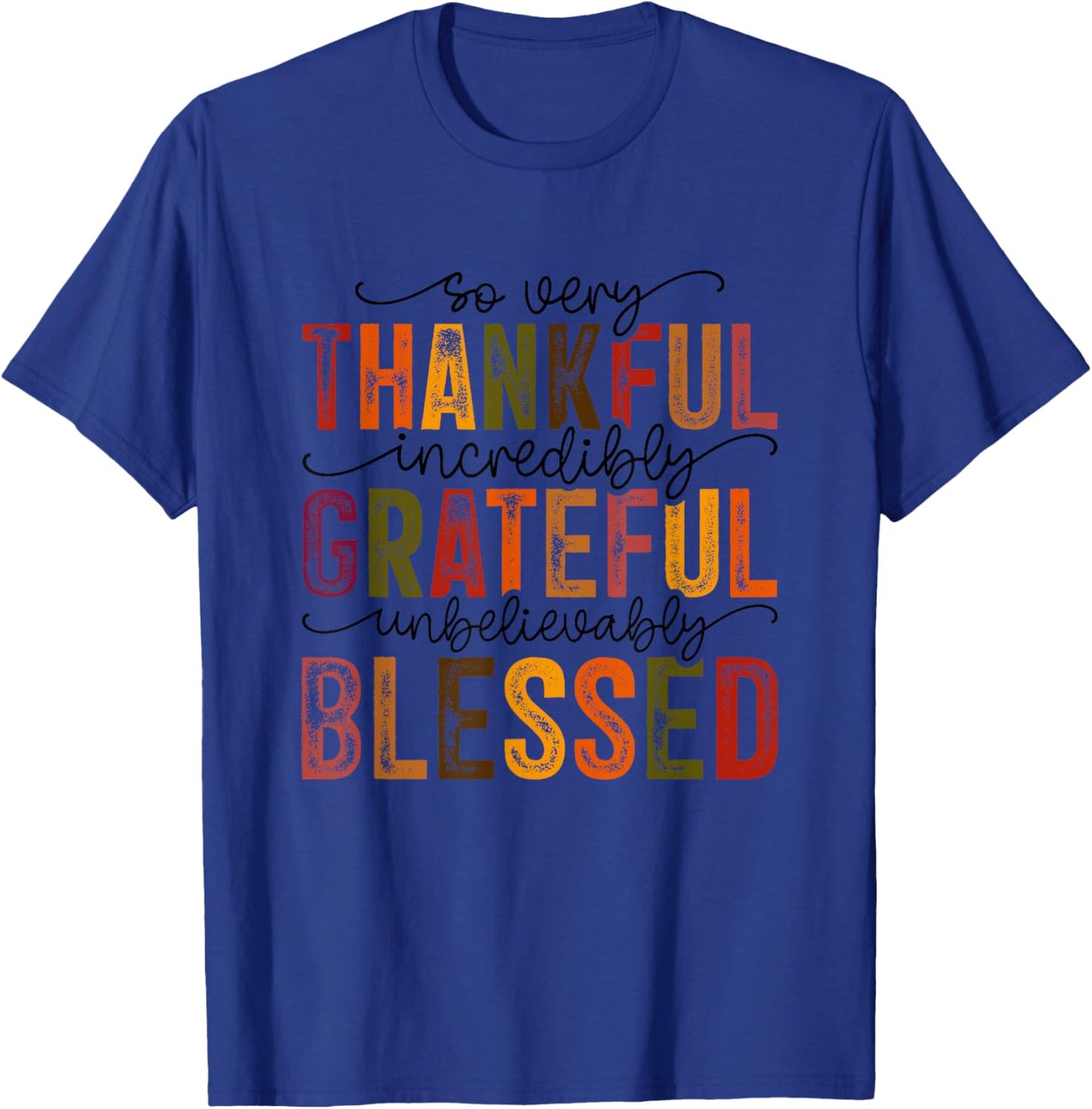 Thankful Grateful Blessed Turkey Family Happy Thanksgiving T-Shirt - T-Shirt | Royal