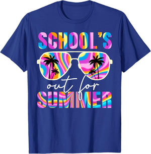 School's Out for Summer Tie Dye Teacher Boy Girl Last Day T-Shirt - T-Shirt | Royal