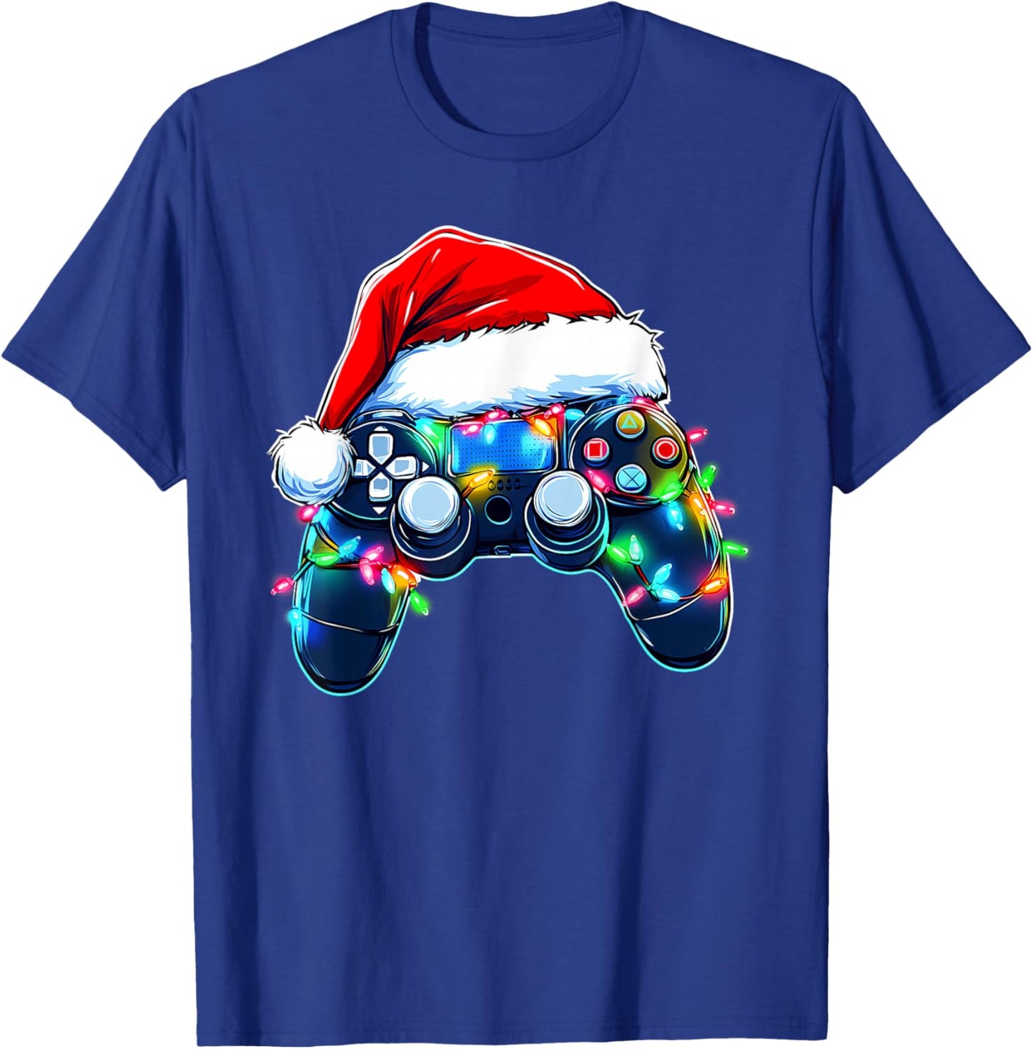 Video Game Controller Christmas Santa Hat Gamer Boys T-Shirt - T-Shirt | Royal