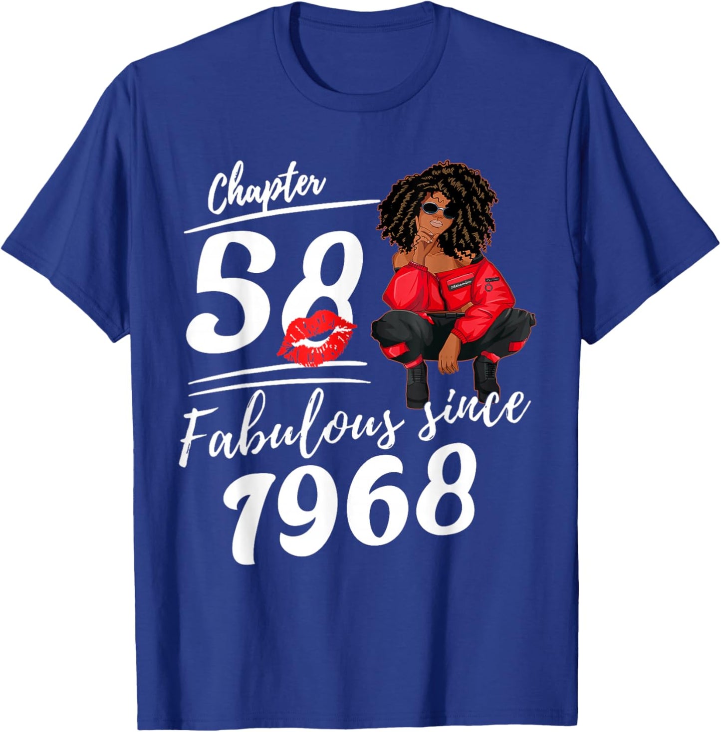 Chapter 58 Fabulous Since 1968 Birthday Queen Afro Girl T-Shirt - T-Shirt | Royal