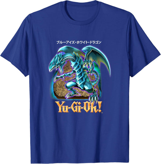 Yu-Gi-Oh! PAPL2500 Gaming Graphic with Blue Eyes and White Dragon T-Shirt - T-Shirt | Royal