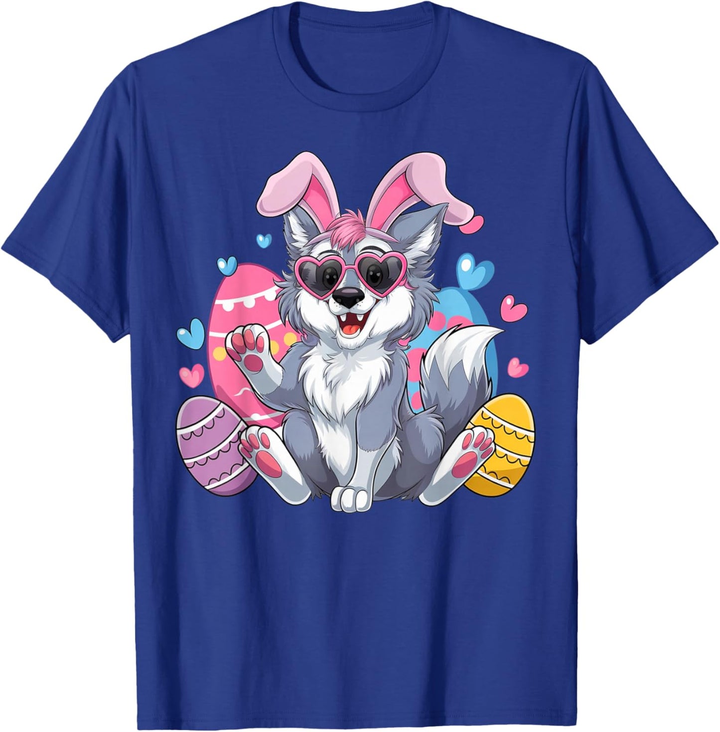 Cute Wolf with Rabbit Ears Easter for Boys and Girls T-Shirt - T-Shirt | Royal