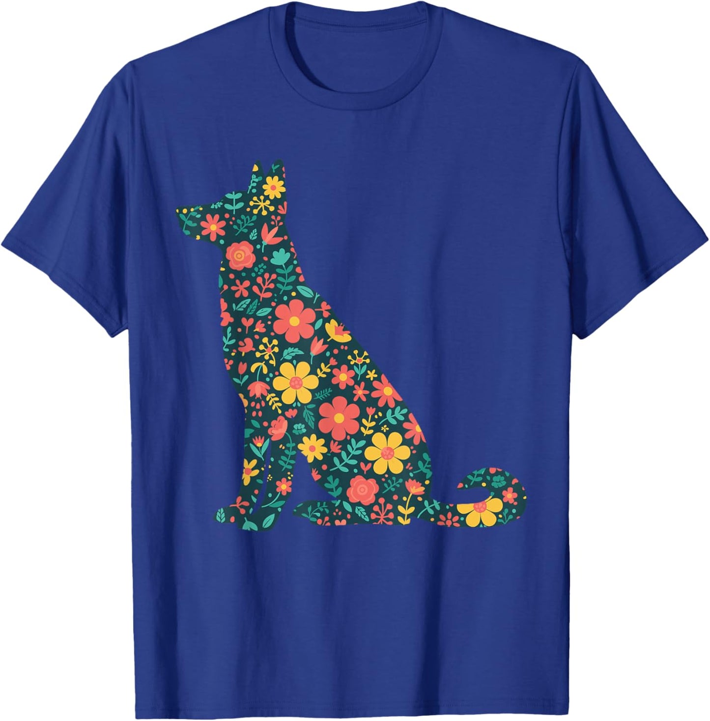 Vintage Floral German Shepherd Shirt Women, Cute Dog Mom T-Shirt - T-Shirt | Royal