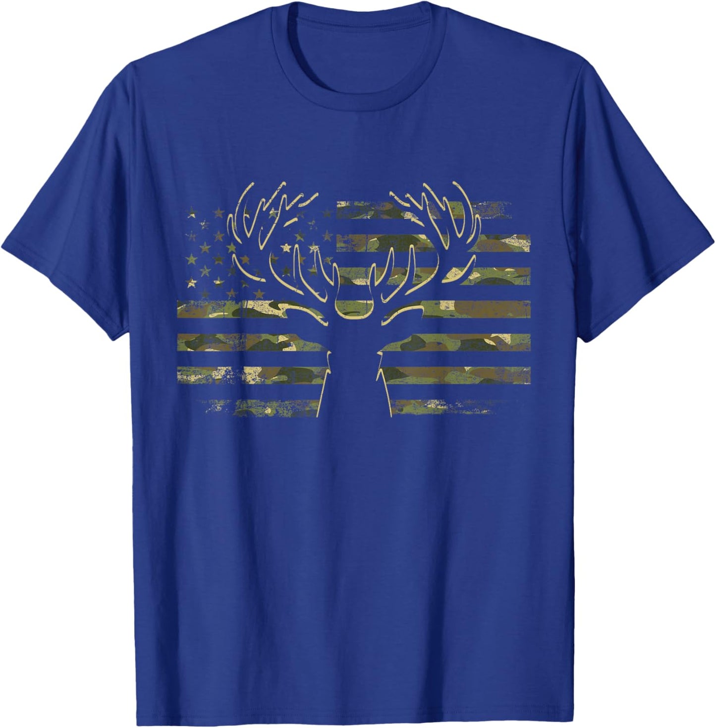 USA Flag Camouflage Deer Hunting Elk Buck Hunters Camo Flag T-Shirt - T-Shirt | Royal