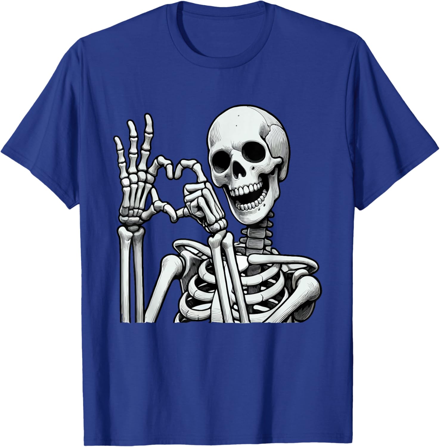 Skeleton Love Hands Halloween Finger Heart Sign T-Shirt - T-Shirt | Royal
