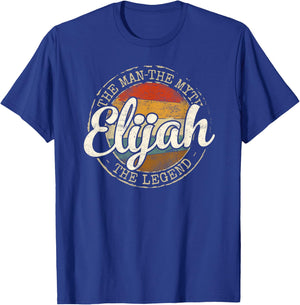 Elijah The Man The Myth The Legend Vintage Personalized Name T-Shirt - T-Shirt | Royal