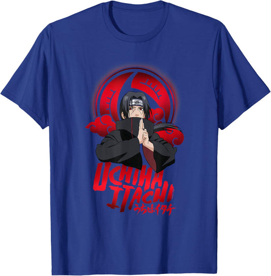 Naruto Uchiha Itachi Sharingan Symbol with Clouds Anime T-Shirt - T-Shirt | Royal