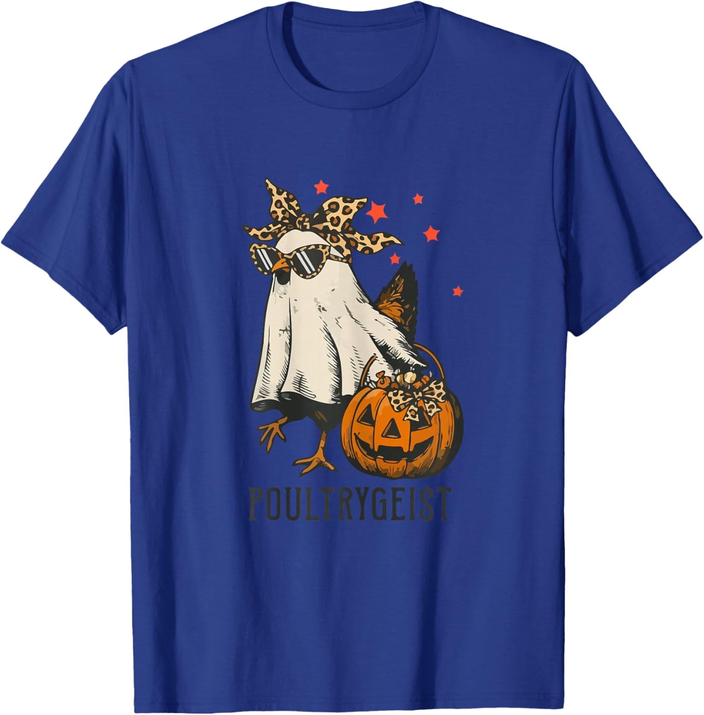 Poultrygeist Chicken Ghost Leopard Coquette Bow Halloween T-Shirt - T-Shirt | Royal