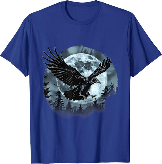 Halloween Raven Forest Spooky Moon Trick Or Treat Artwork T-Shirt - T-Shirt | Royal