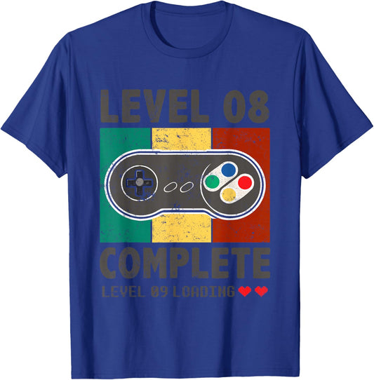 8th Wedding Anniversary 8 Years Retro Level 8 Complete T-Shirt - T-Shirt | Royal