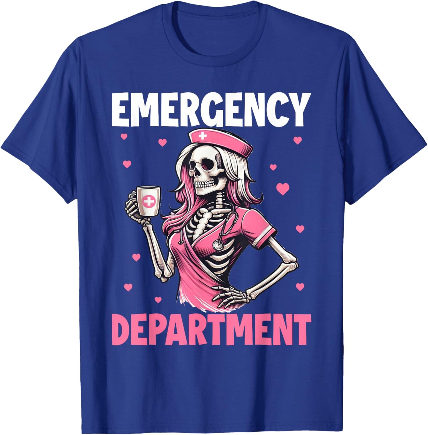 Valentine Er Nurse Emergency Department Room Skeleton Nurse T-Shirt - T-Shirt | Royal