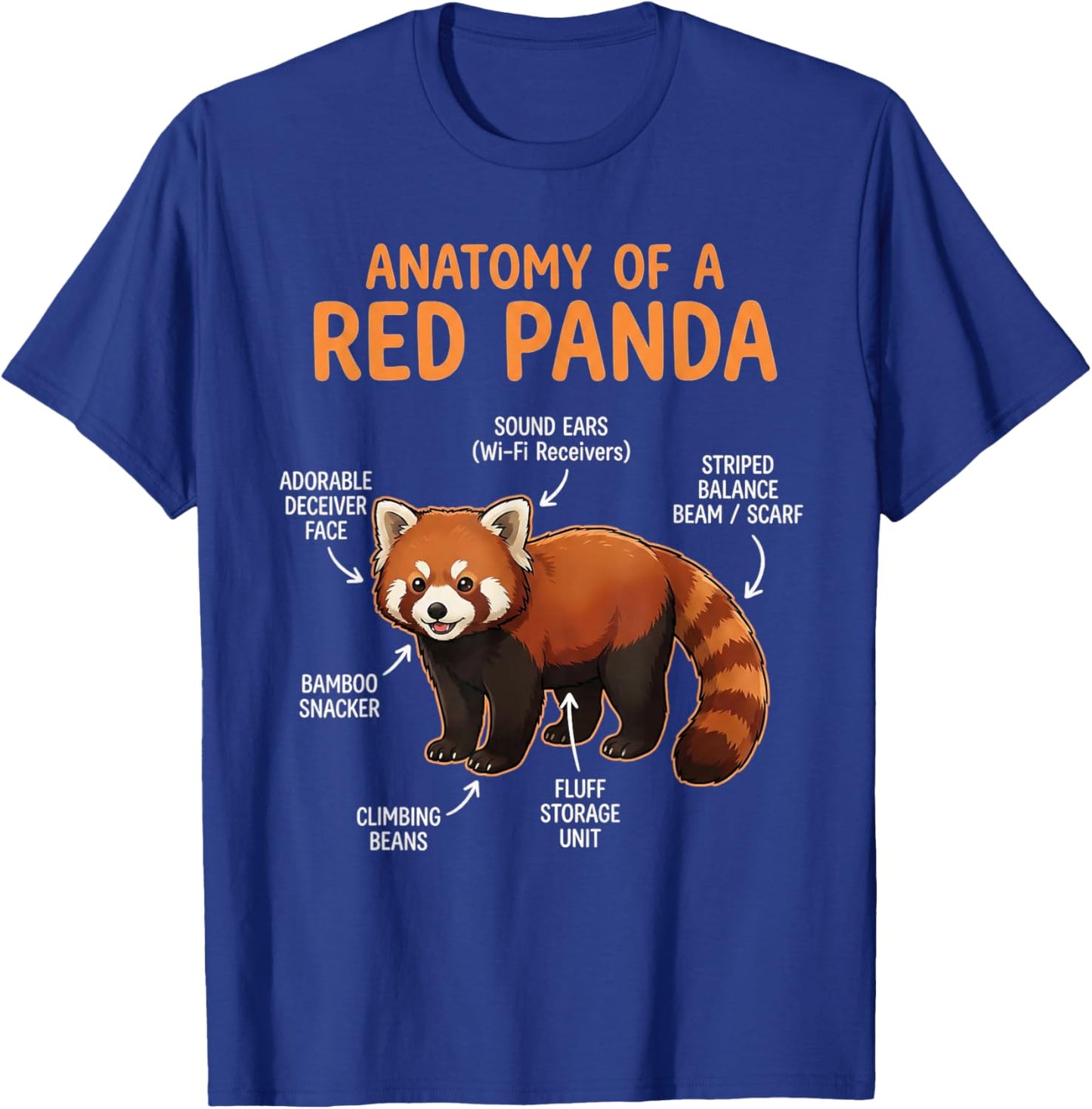 Red Panda Lover Animal Anatomy of A Red Panda T-Shirt - T-Shirt | Royal