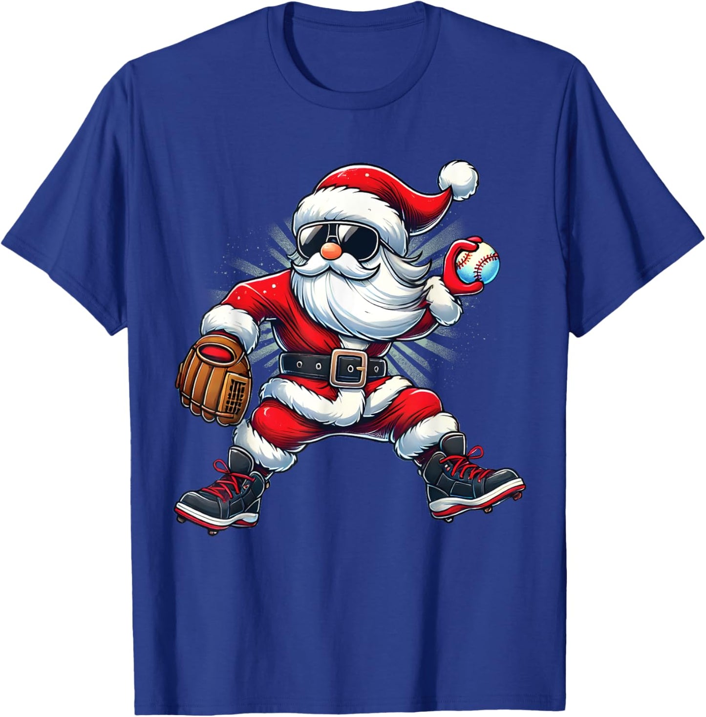 Santa Playing Baseball as Pitcher Boys Kids Teens Christmas T-Shirt - T-Shirt | Royal