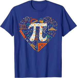 Pi Day Heart, Math Teacher, Math Lover T-Shirt - T-Shirt | Royal