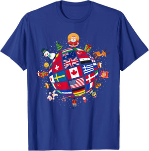 Flags Of The World Christmas Around The Globe T-Shirt - T-Shirt | Royal