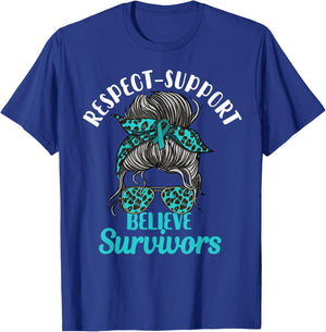Respect, Support, Believe Survivors Messy Hair Sexual Abuse T-Shirt - T-Shirt | Royal