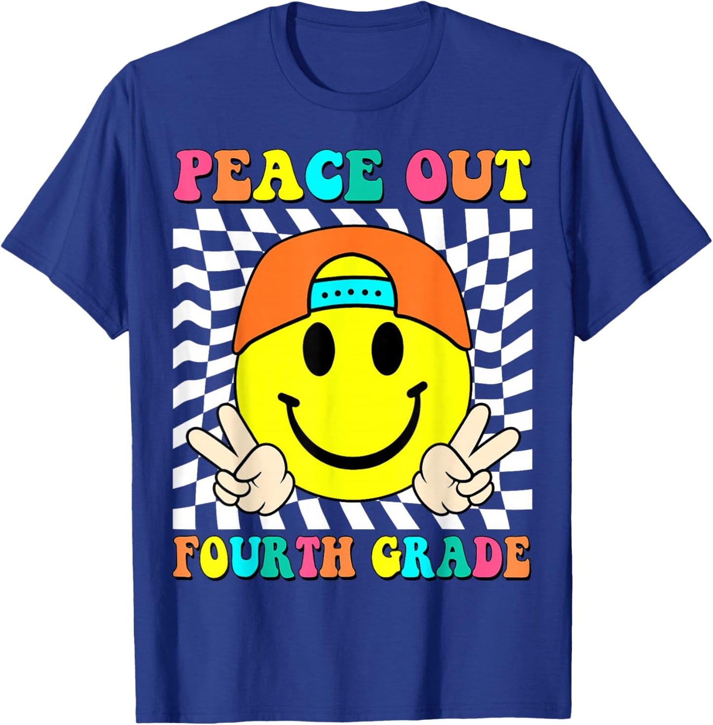 Last Day of School Peace Out 4th Grade Kids Boy Graduation T-Shirt - T-Shirt | Royal