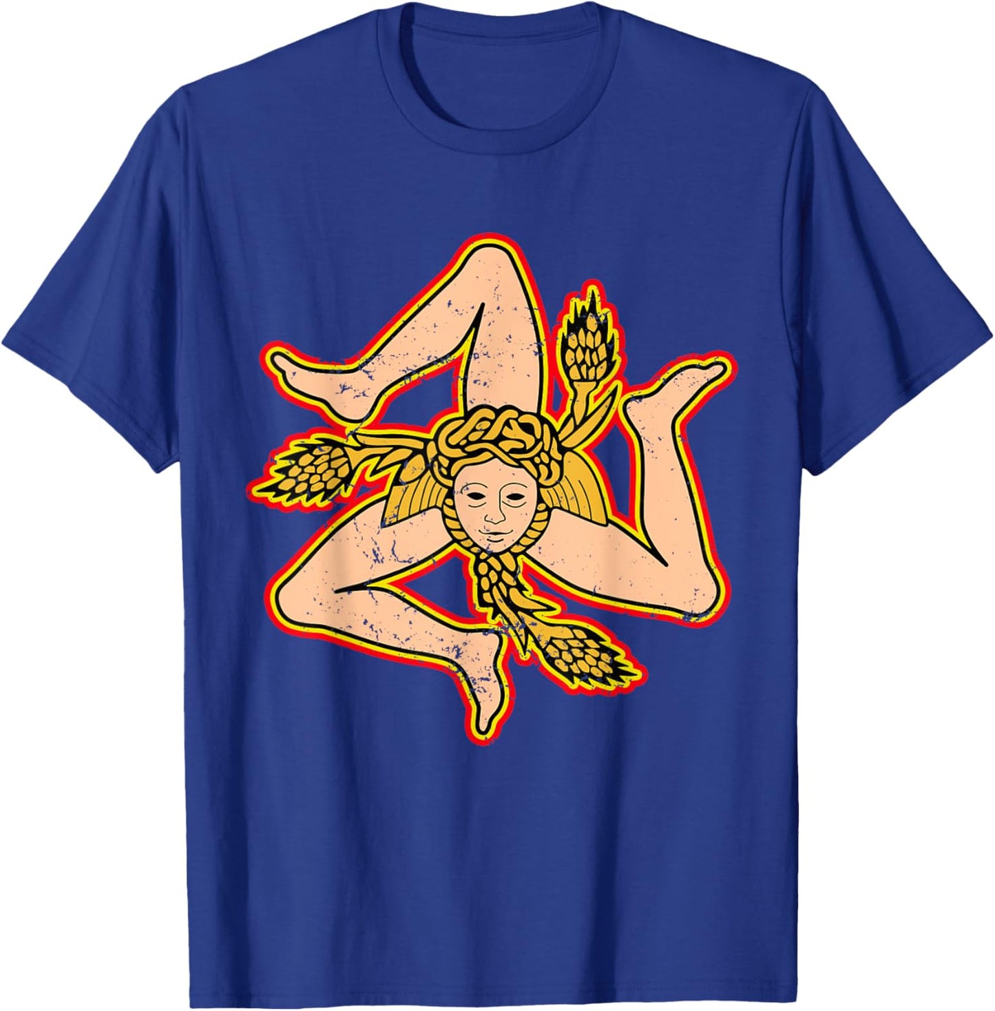 Sicily Trinacria Sicilia Flag Sicilian Roots Grunge T-Shirt - T-Shirt | Royal