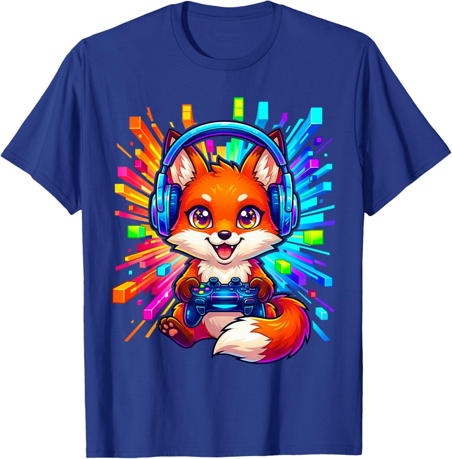 Fox Gamer Graphic Colorful Video Game Lover Boys Kids T-Shirt - T-Shirt | Royal