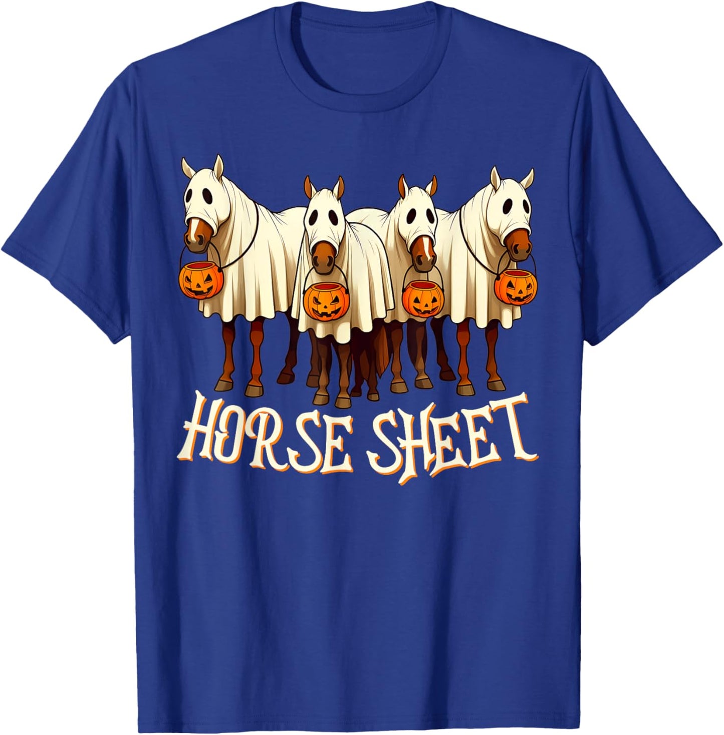 Cute Horse Sheet Ghost Horse Spooky Season Halloween Costume T-Shirt - T-Shirt | Royal