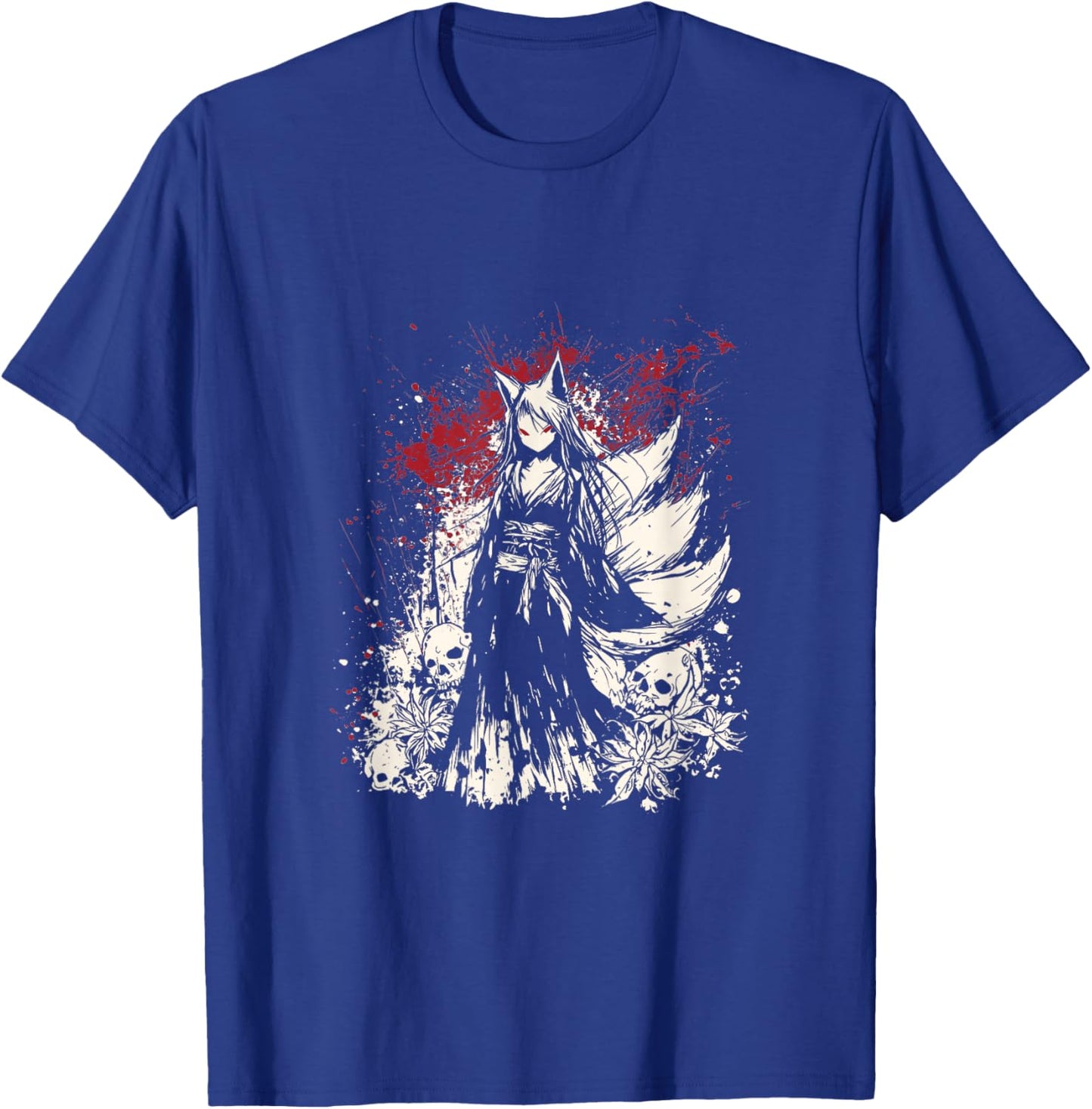 Kitsune Geisha Fox Mask Japanese Gothic Horror Aesthetic T-Shirt - T-Shirt | Royal