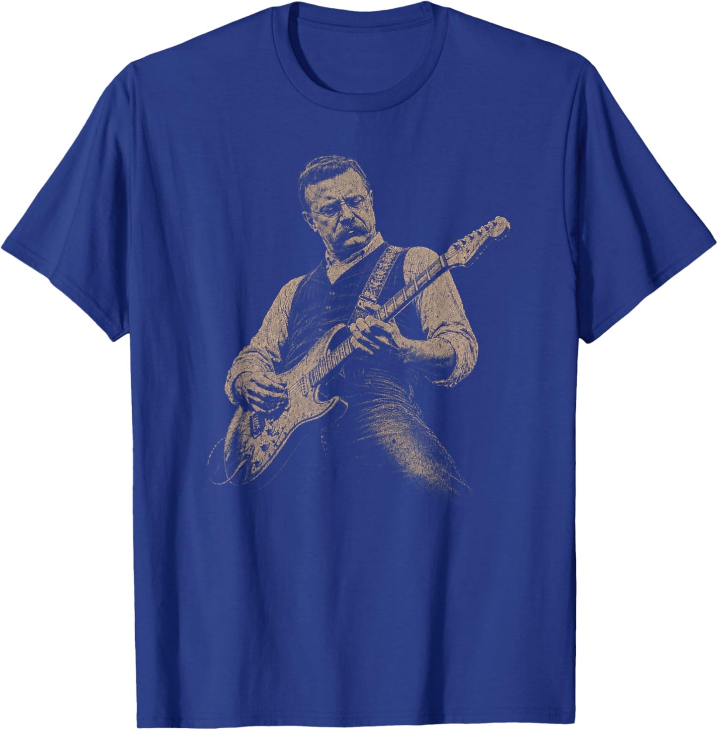 Teddy Roosevelt Playing Guitar Patriotic American Rock Music T-Shirt - T-Shirt | Royal