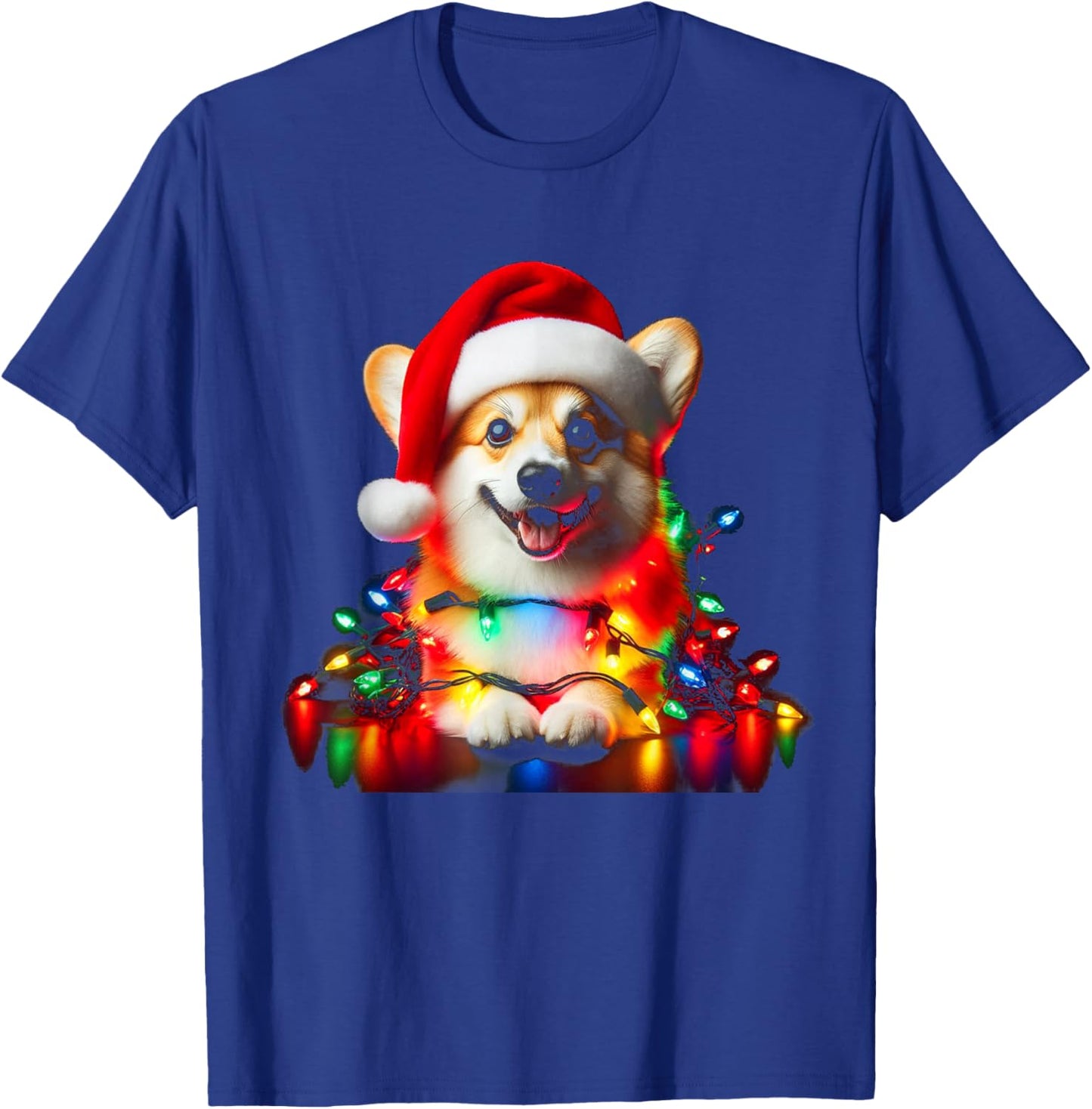 Corgi Santa Christmas Tree Lights Boys Men Corgmas Dog T-Shirt - T-Shirt | Royal