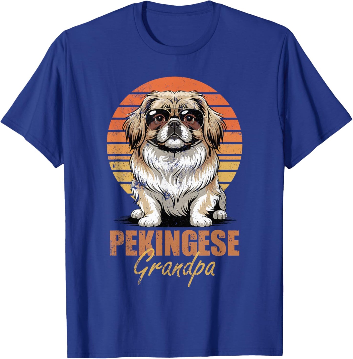 Cool Retro Pekingese Grandpa Funny Vintage Dog Lover T-Shirt - T-Shirt | Royal
