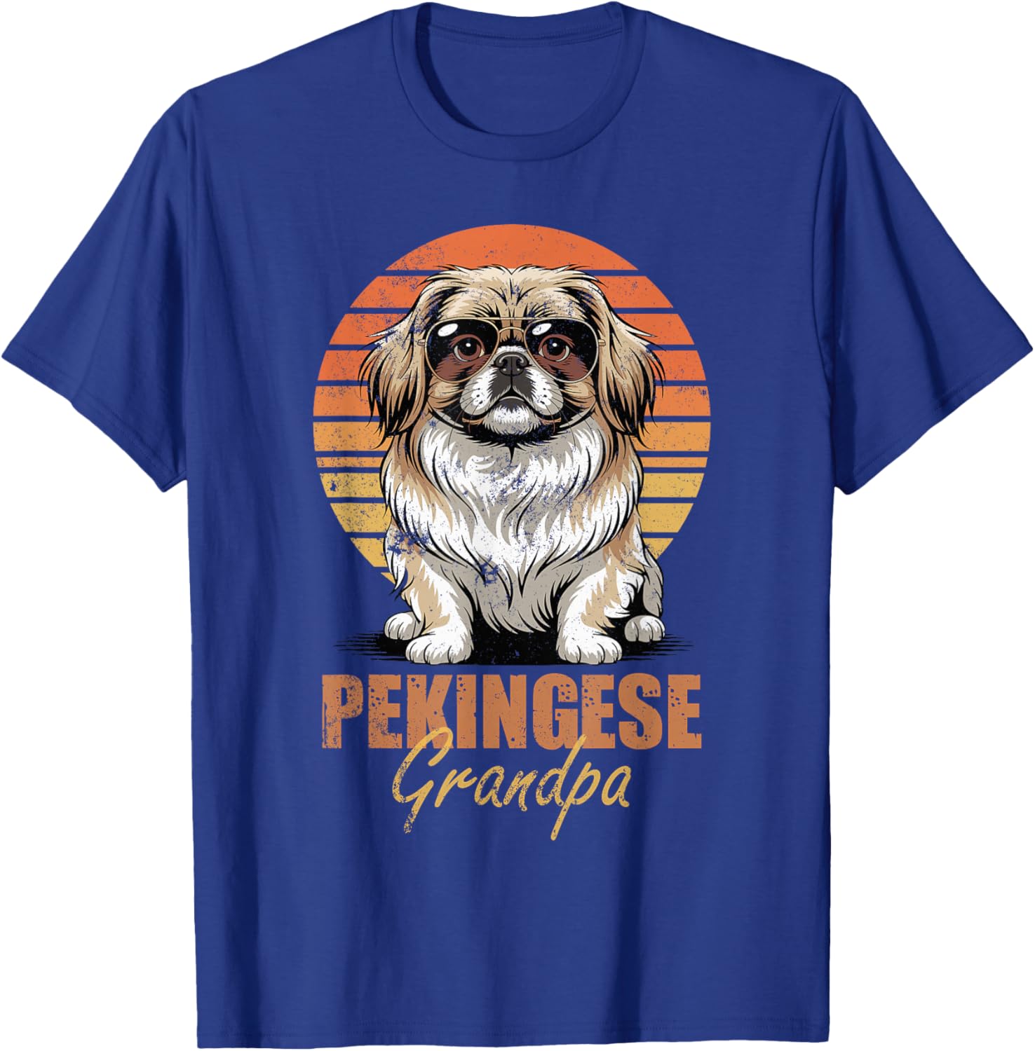 Cool Retro Pekingese Grandpa Funny Vintage Dog Lover T-Shirt - T-Shirt | Royal