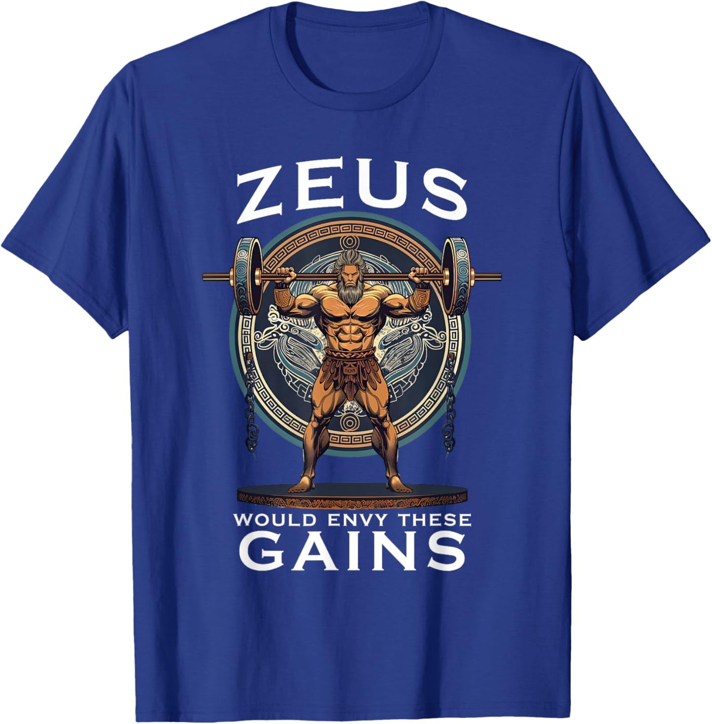 Funny Bodybuilding Muscle Gain Humor Greek God Zeus T-Shirt - T-Shirt | Royal