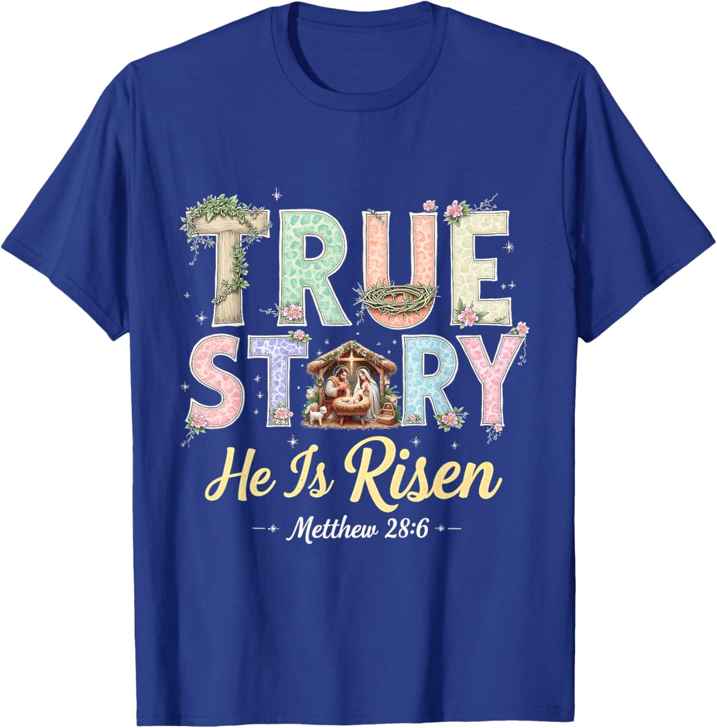 He Is Risen Easter Coquette Vintage Christian True Story T-Shirt - T-Shirt | Royal