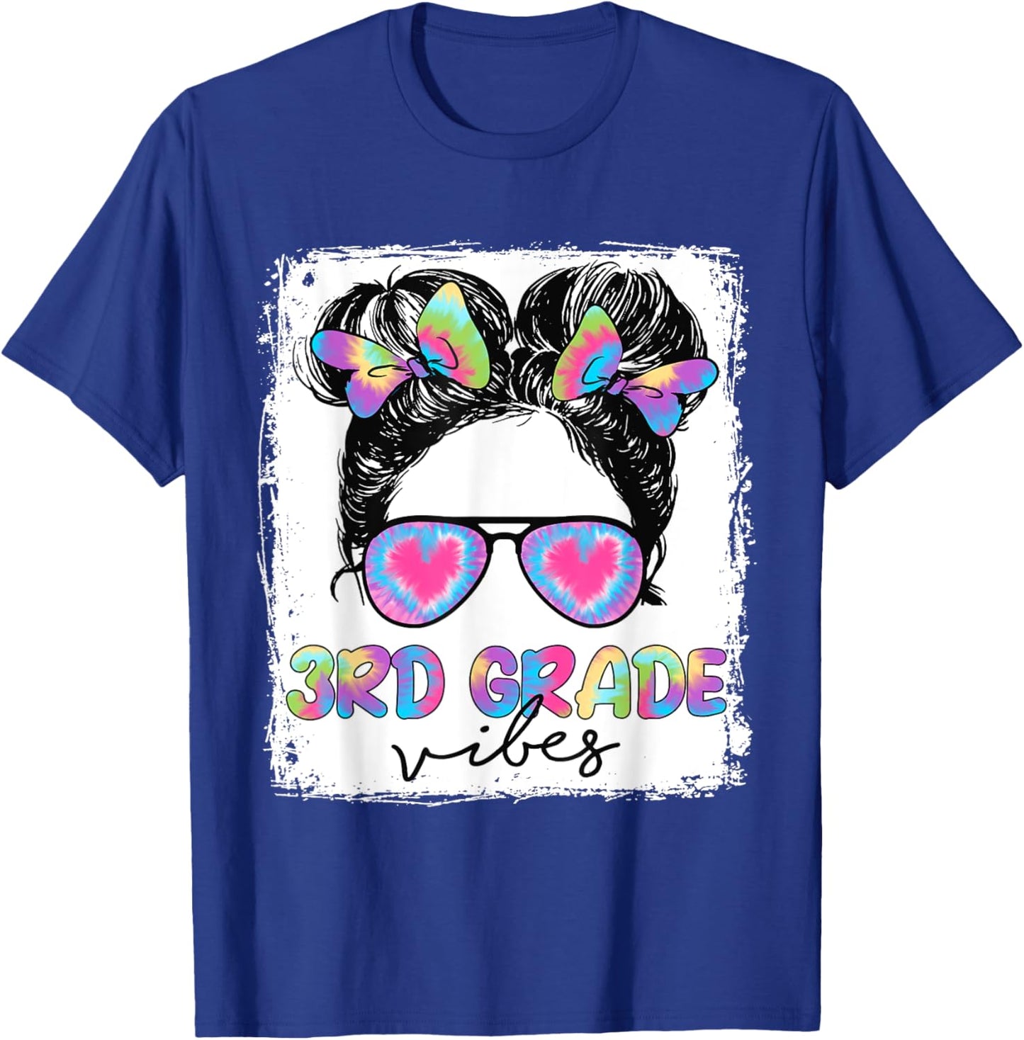 3rd Grade Vibes Messy Hair Bun Girl Back To School First Day T-Shirt - T-Shirt | Royal