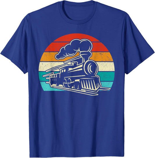 Retro Vintage Distressed Train Engineer Engine Boys Men T-Shirt - T-Shirt | Royal