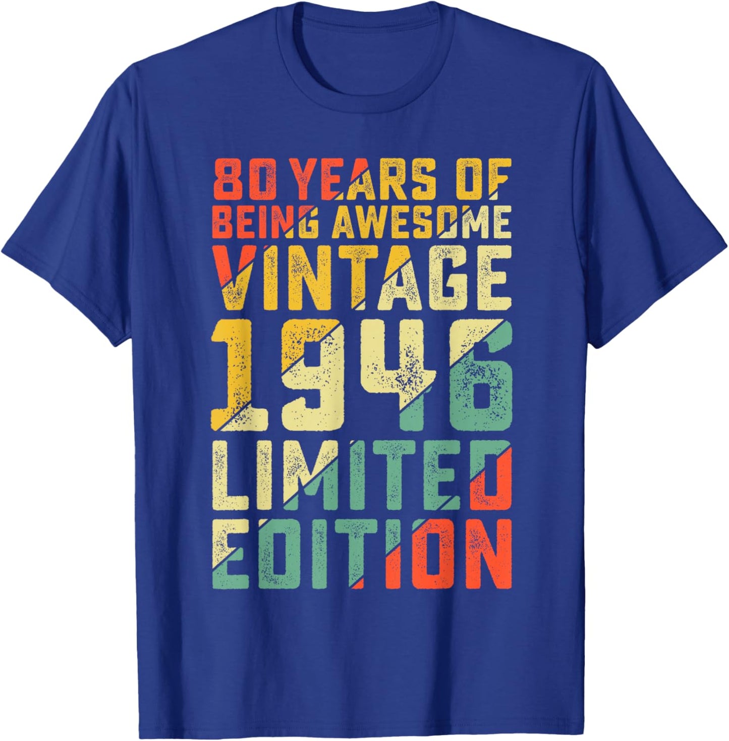 80th Birthday Gifts for 80 Year Old Men Women Vintage 1946 T-Shirt - T-Shirt | Royal