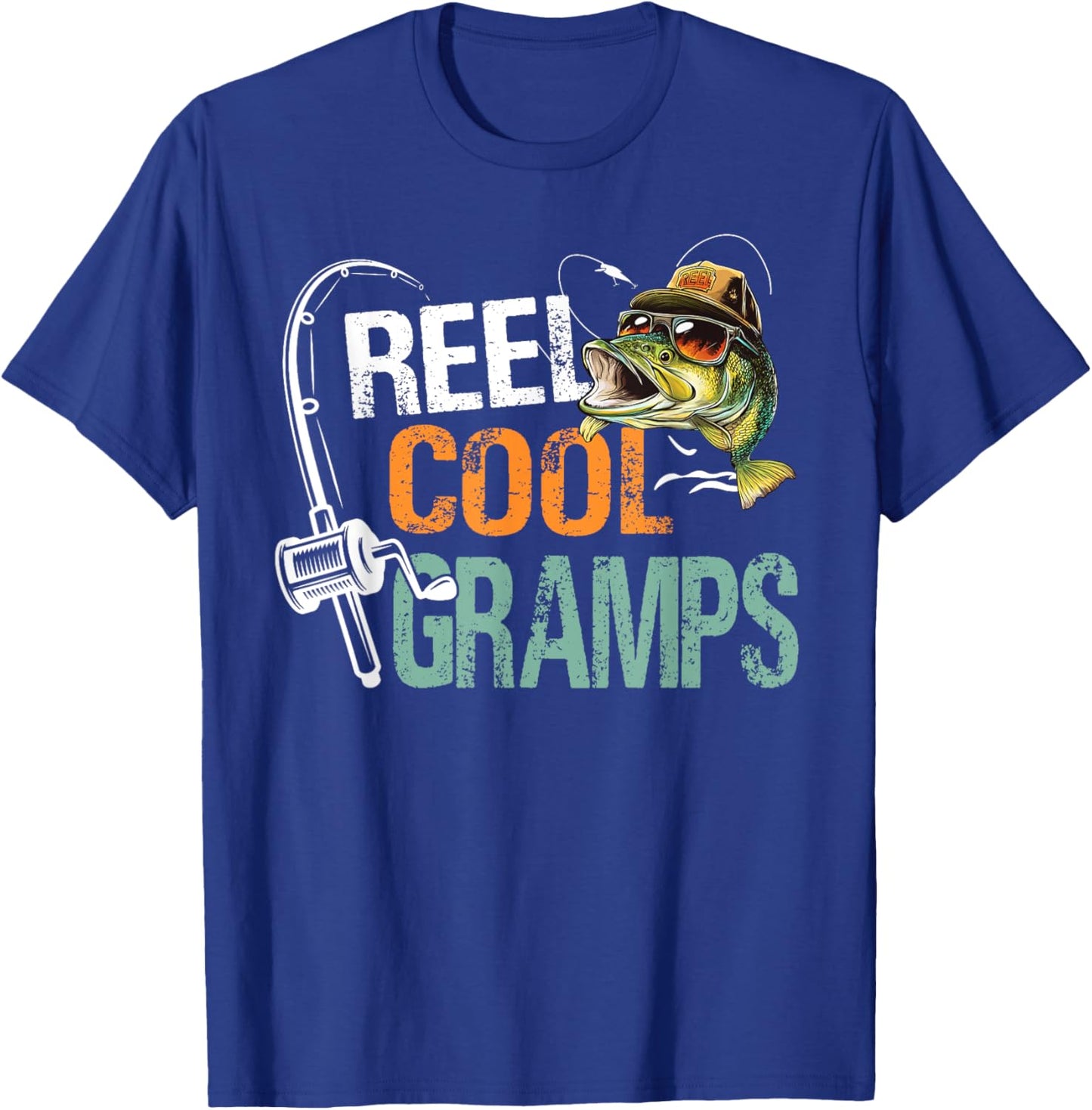 Reel Cool Gramps Fishing Gramps Birthday Vintage T-Shirt - T-Shirt | Royal