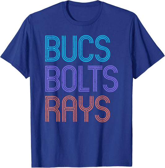 Retro Vintage Bucs Bolts Rays T-Shirt - T-Shirt | Royal