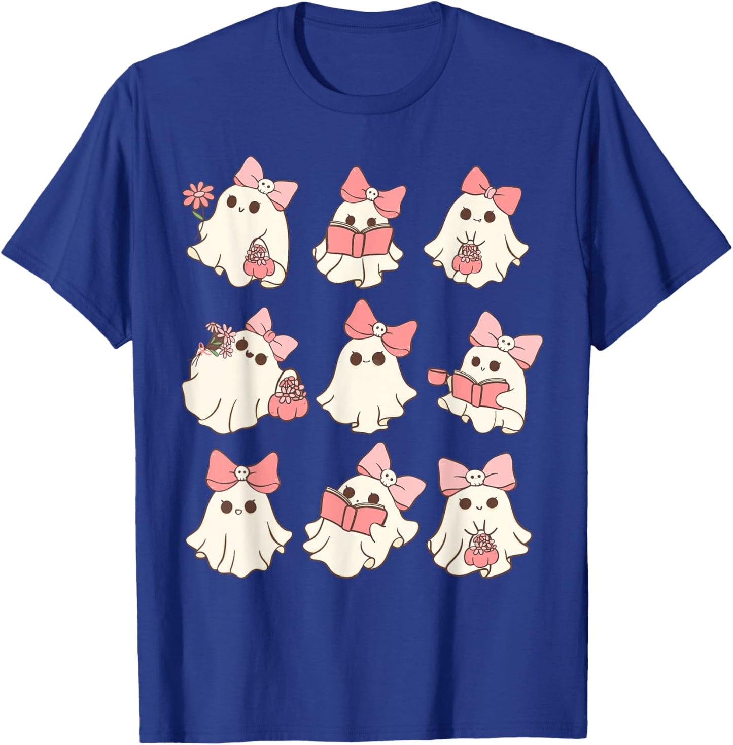 Pink Coquette Bow Cute Ghost Halloween Spooky Season T-Shirt - T-Shirt | Royal