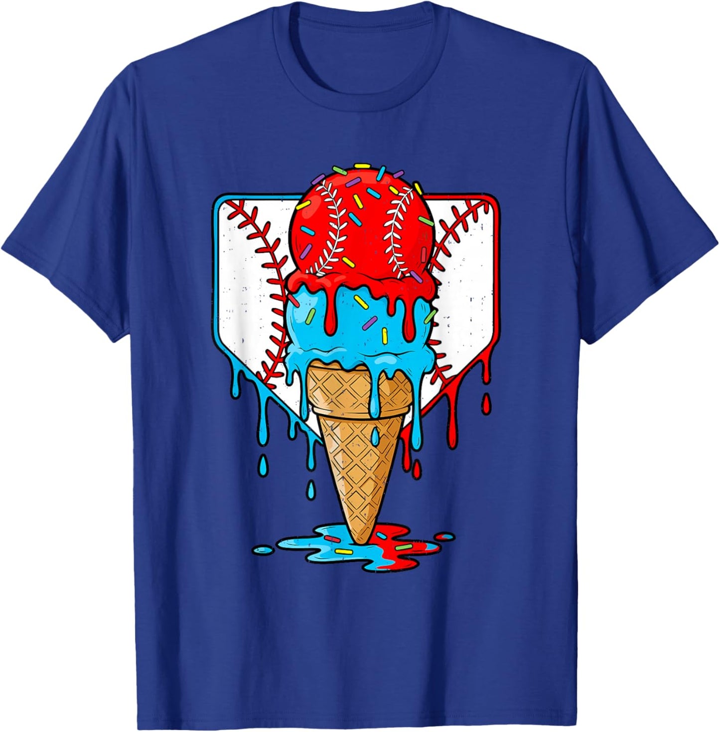 Baseball Lifestyle Drip Ice Cream Sport Dripping Youth Boys T-Shirt - T-Shirt | Royal