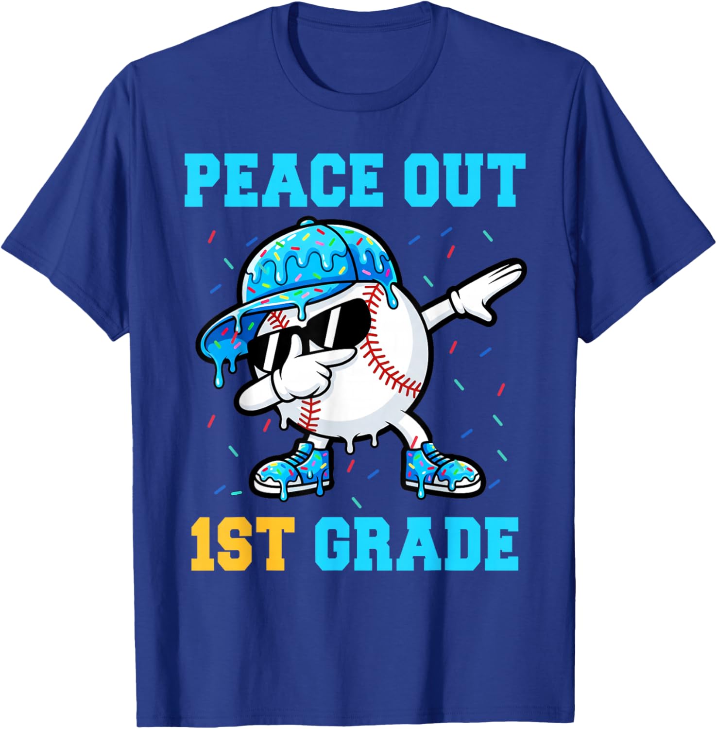 Peace Out 1st Grade First Baseball Graduation Last Day Boy T-Shirt - T-Shirt | Royal