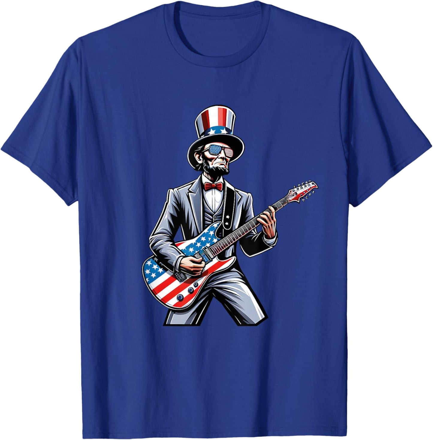 Lincoln 4th Of July Abe Merica Guitar Patriotic Lincoln Rock Men T-Shirt - T-Shirt | Royal