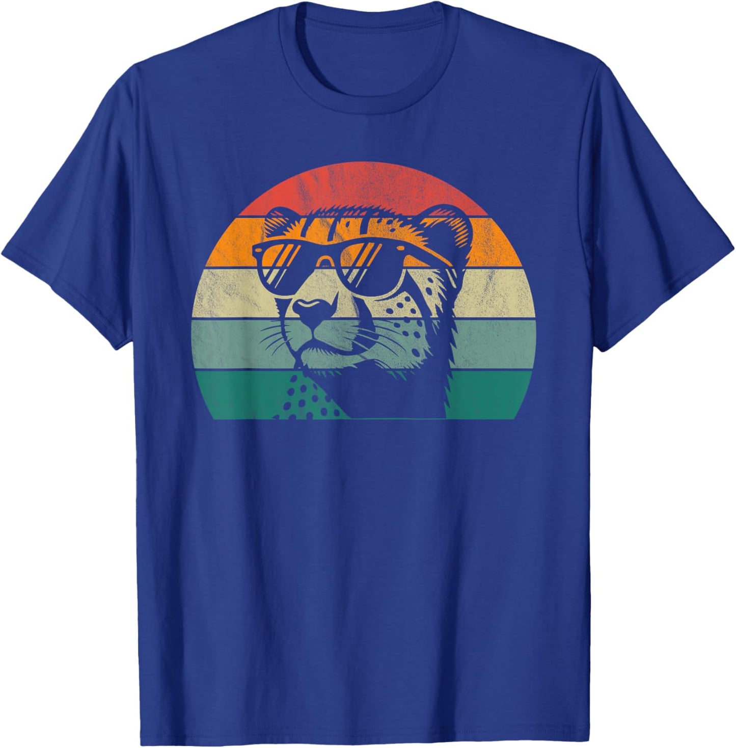 Retro Cheetah Design (Multi-Colour) | Sunset Cheetah , black, S T-Shirt - T-Shirt | Royal