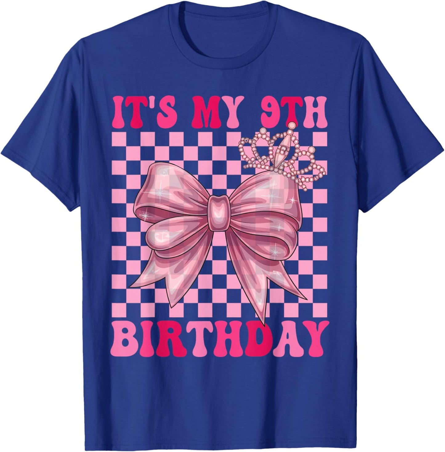 Its My 9th Birthday Girl Coquette Bow 9 Year Old Party Girl T-Shirt - T-Shirt | Royal